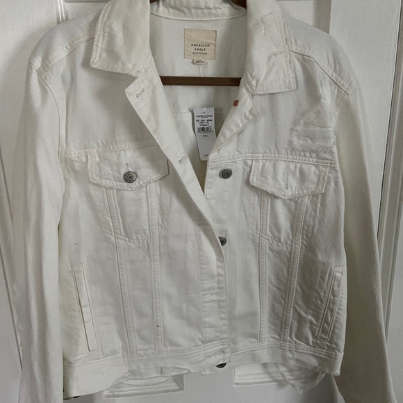 distressed white denim jacket - Picture 1 of 7